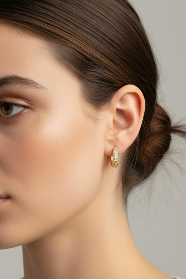 Minimal Gold Oval Halka Küpe