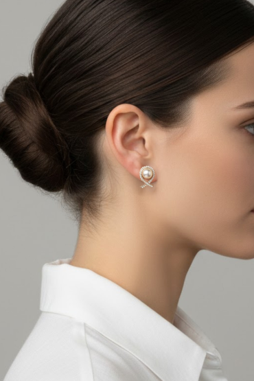 Inci Detayli Zirkon Tasli Küpe