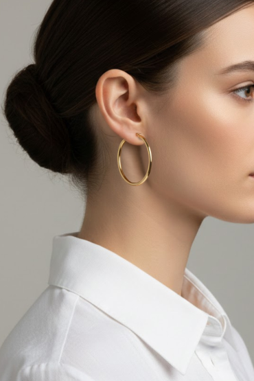 Klasik Ince Gold Halka Küpe