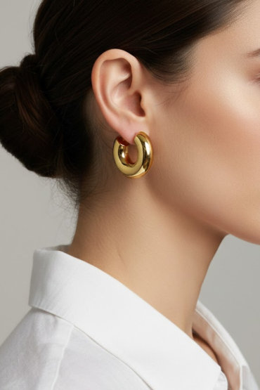 Gold Kalin Halka Küpe