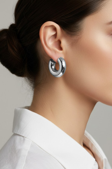 Gümüs Kalin Halka Küpe