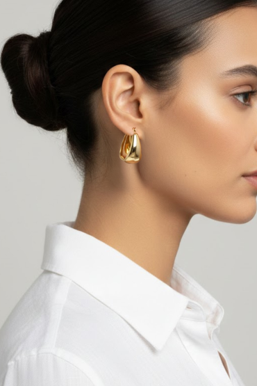 Gold Damla Form Küpe