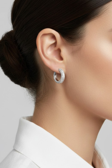 Gümüs Zirkon Tasli Halka Küpe