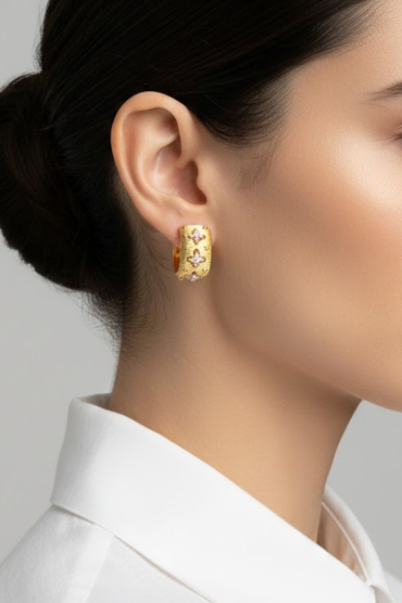 Gold Zirkon Tasli Küpe