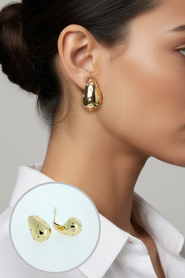 Gold Bombeli Damla Küpe