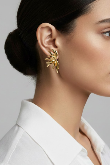 Gold Günes Isini Form Küpe