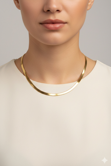 Gold Italyan Yassi Zincir Kolye