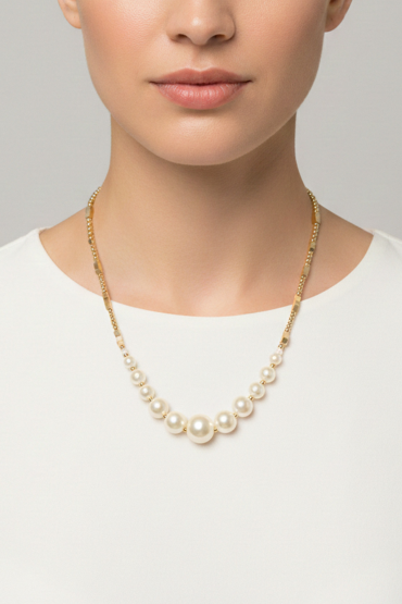 Inci Detayli Gold Zincir Kolye