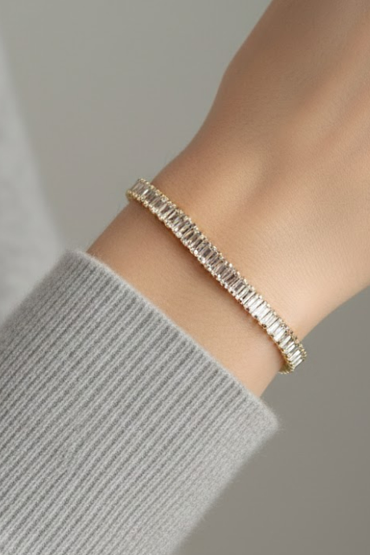 Gold Baget Tasli Zarif Bileklik