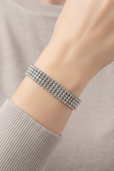 Çok Sirali Tasli Gümüs Bileklik