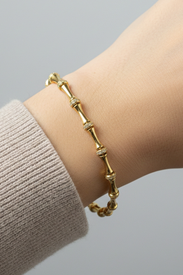 Zirkon Tas Detayli Gold Bileklik