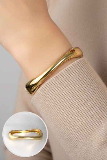 Dalgali Tasarim Gold Kelepçe