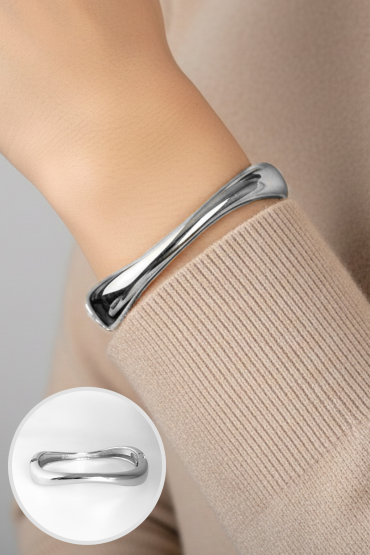 Dalgali Tasarim Gümüs Kelepçe